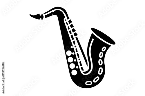 baritone saxophone silhouette illustration for music, instrument, and jazz performance design