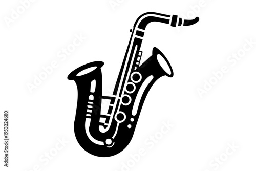 tenor saxophone silhouette illustration for music, instrument, and jazz performance design