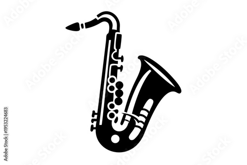 tenor saxophone silhouette illustration for music, instrument, and jazz performance design