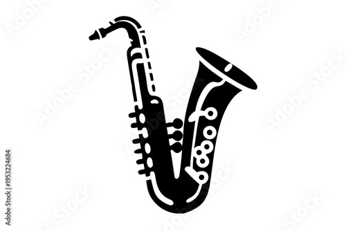 tenor saxophone silhouette illustration for music, instrument, and jazz performance design