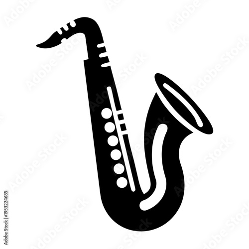 tenor saxophone icon silhouette illustration for music, instrument, and jazz performance design