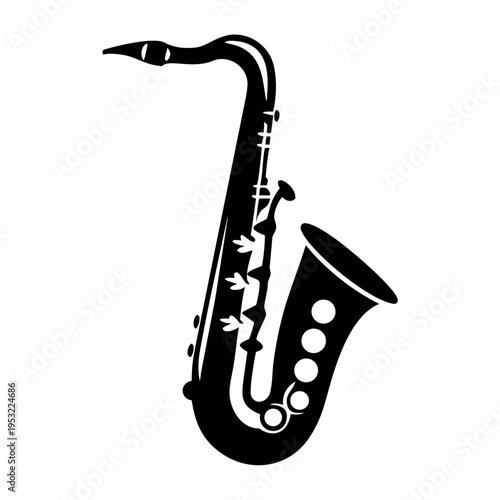 tenor saxophone icon silhouette illustration for music, instrument, and jazz performance design