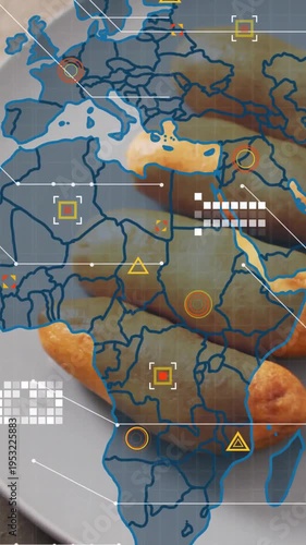 Overlay fading from top-left scanning plate holding four baked snacks, highlighting food tech