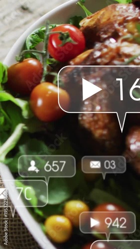 Glazed poultry bowl with herb, receiving animated play person mail bubbles driving social reach