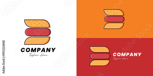 E Letter Logo, Burger Food Logo, Fast Food Restaurant Branding, Modern Logo Template