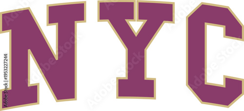 NYC NY new york logo slogan varsity usa collgege t-shirt design Slogan Logo Graphic Vector. Tee shirt and apparel print in trend style. Vector illustration.