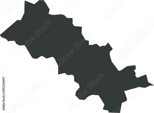 Dark gray silhouette map of a specific region isolated on a white background representing location and geography
