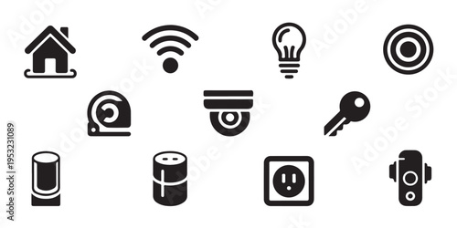 Integrated home security and automation equipment silhouettes for smart lifestyle management