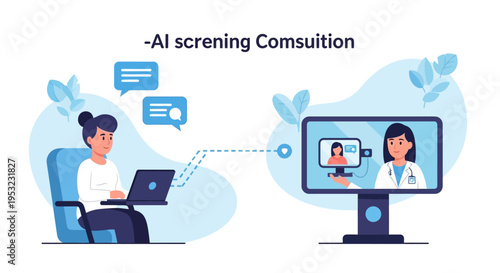A patient consults with a doctor via a video call on a laptop, facilitated by AI screening technology.
