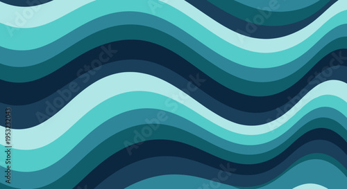 A vibrant blue wavy vector graphic design with multiple layers and shades of color