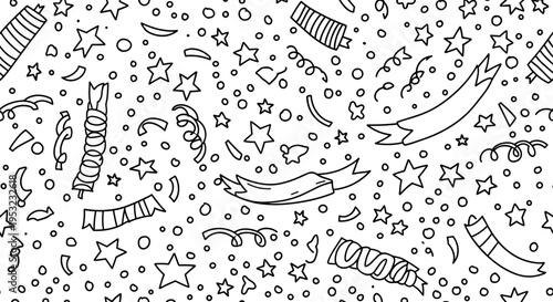 A festive vector graphic illustration of confetti and stars for celebrations and parties