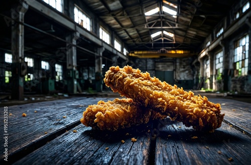 Crispy Fried Chicken Drumsticks in Abandoned Warehouse