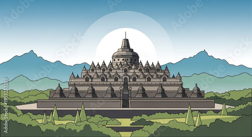 Borobudur Temple - A Majestic Buddhist Monument in Indonesia.