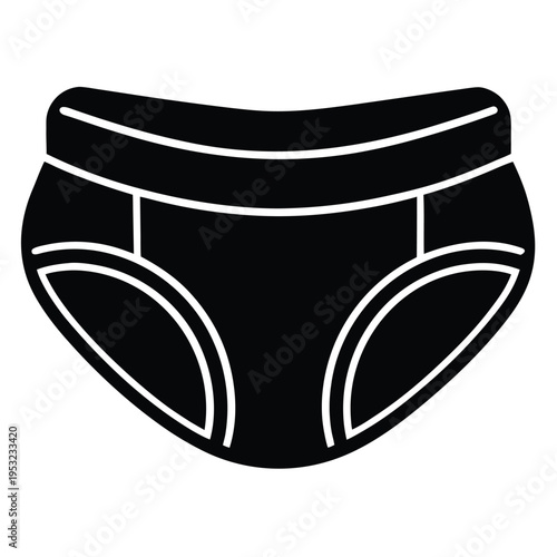 A simple black and white line drawing of a pair of women s briefs