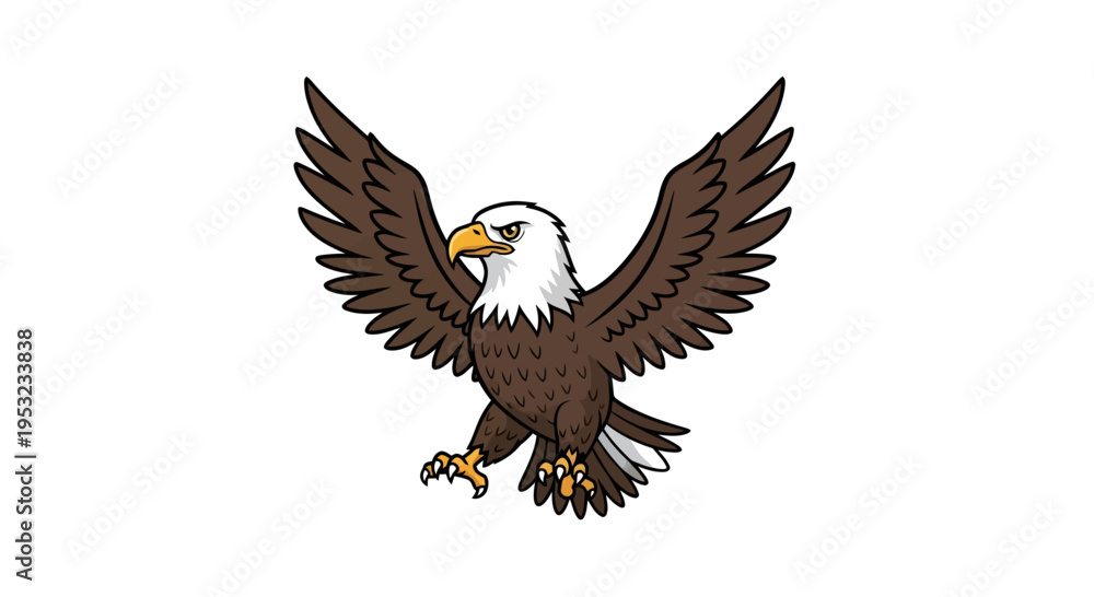 Fototapeta premium Bald Eagle Vector Illustration, American Symbol, Patriotic Design for Independence Day