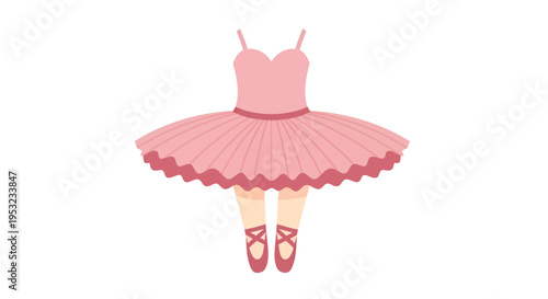 Ballerina illustration, vector style graphic, pink dress, ballet concept, isolated design, art, dance