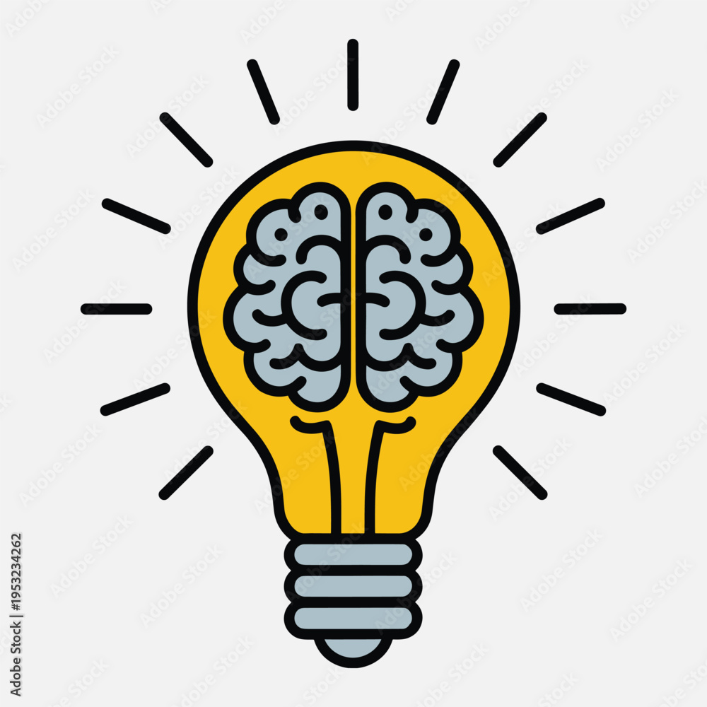 Fototapeta premium Innovative thinking concept with brain inside light bulb