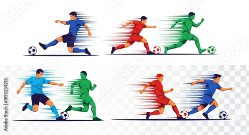 Dynamic Soccer Players Motion Blur Set