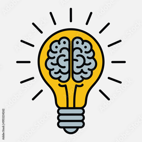 Innovative thinking concept with brain inside light bulb