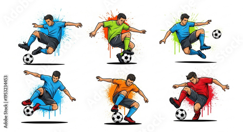 Dynamic Soccer Player Action Set with Paint Splashes