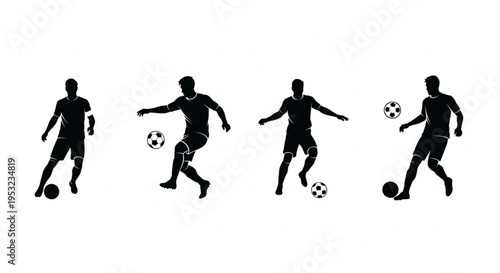 Soccer Player Action Silhouettes Set