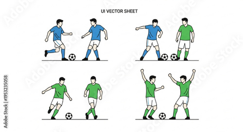Soccer Players Illustration Sheet with Various Poses