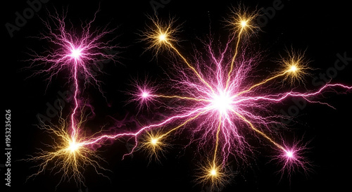 Vibrant lightning bolts electrify the dark sky with dynamic energy