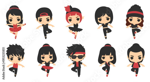 Ballet Dancers Vector Illustration, Flat Design, for Dance School, Performance, and Art.