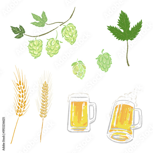 Beer and Brewing Ingredients Collection Set