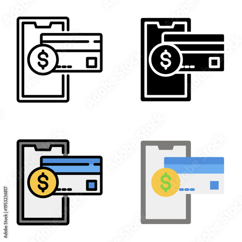 Online payment icon collection of various styles for design branding, print and digital media