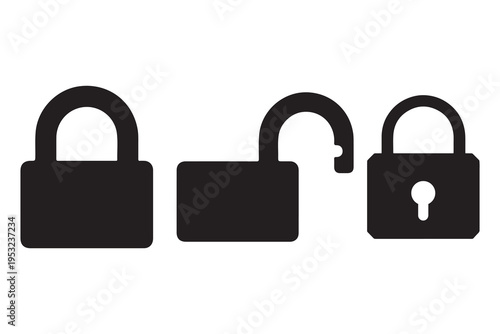 Simple vector padlock icon symbol isolated on white background representing security and protection