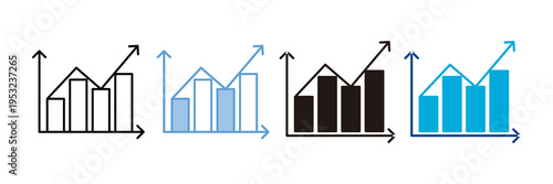 Bar Chart Icon Set Multiple Style Collection