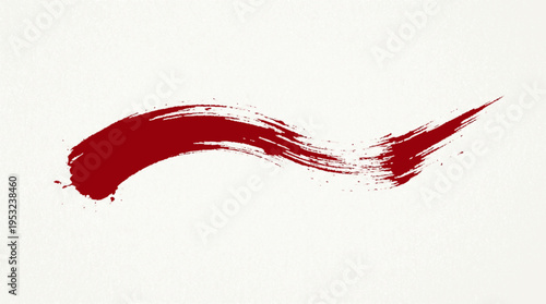 Dynamic red vector brush calligraphy stroke on white background for creative design
