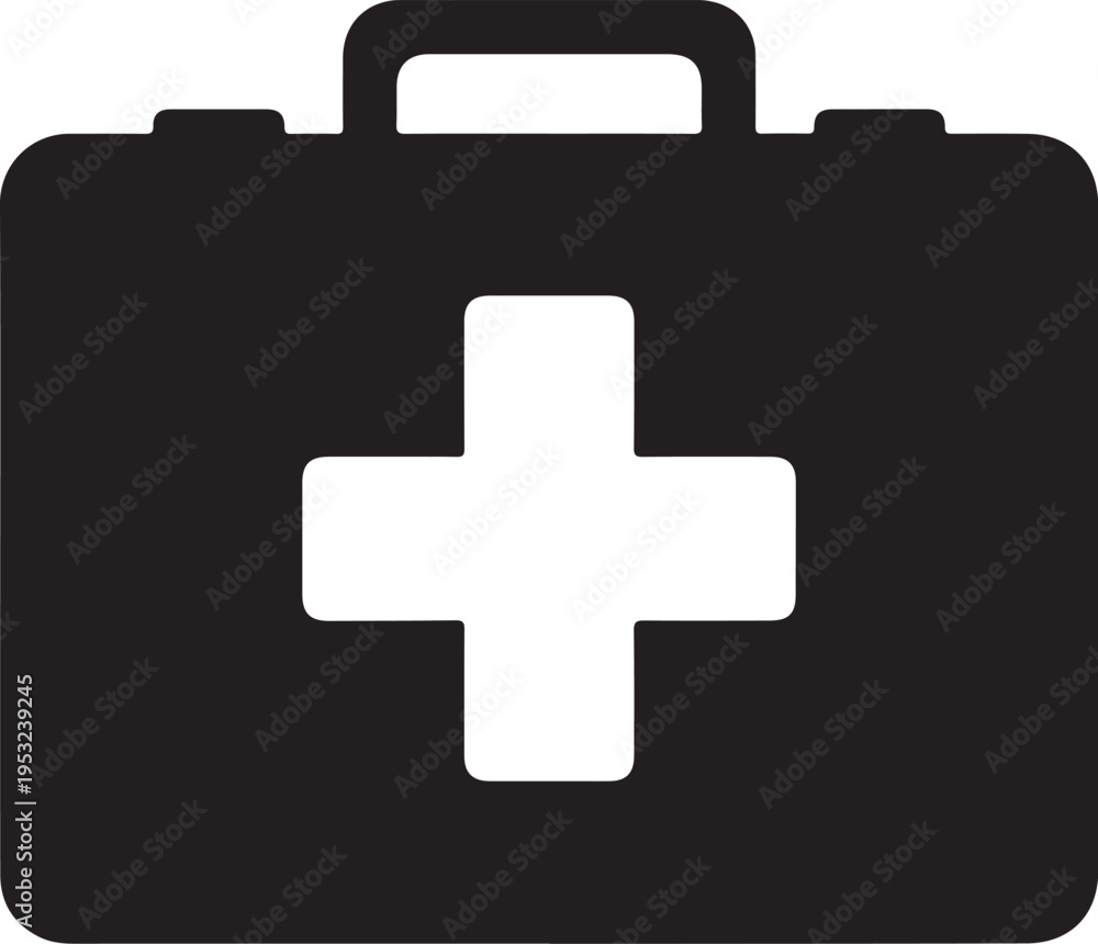 Obraz premium First Aid Kit Silhouette Medical Emergency Box Health Care Icon