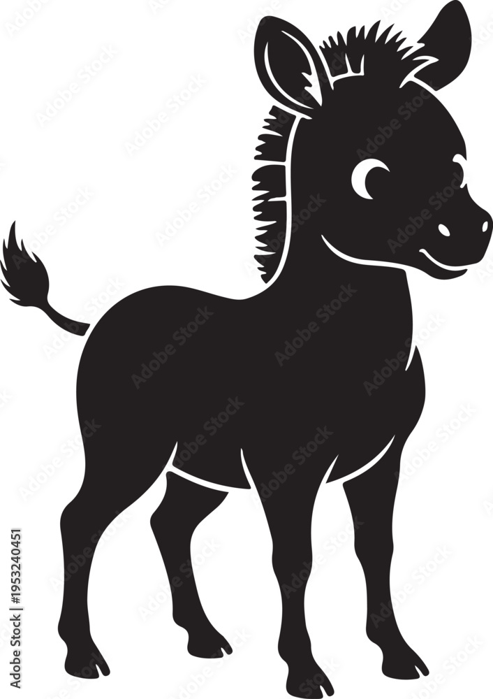 Fototapeta premium Zebra Foal Silhouette Baby Zebra Animal Cute Wildlife Safari Icon