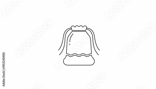 Simple Line Art Icon of a Drawstring Bag