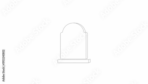 Simple gravestone outline, memorial stone, tombstone, cemetery, RIP, death, funeral, grief, remembrance