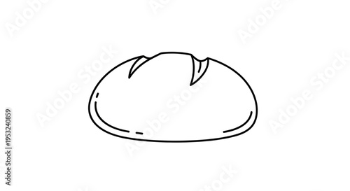 Simple Line Art Drawing of a Round Loaf of Bread with Scoring Marks