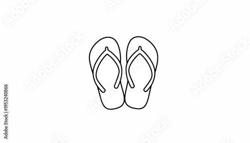 Simple Line Art Drawing of Flip Flops on White Background