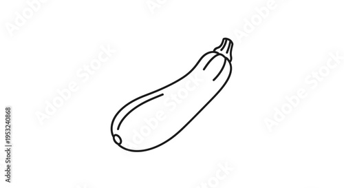 Simple Line Art Drawing of a Zucchini, Isolated on White Background