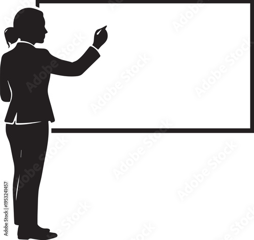 teacher writing lesson notes on board