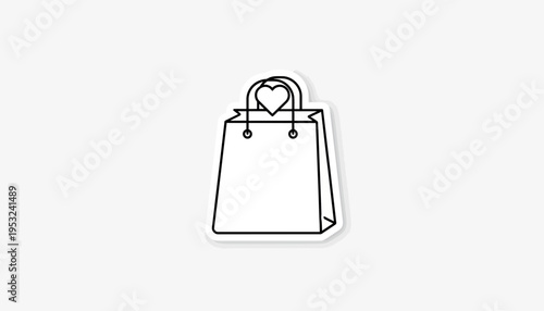 Shopping Bag with Heart Icon, Gift Bag, Love Shopping, Online Purchase, Retail Therapy, Vector Icon