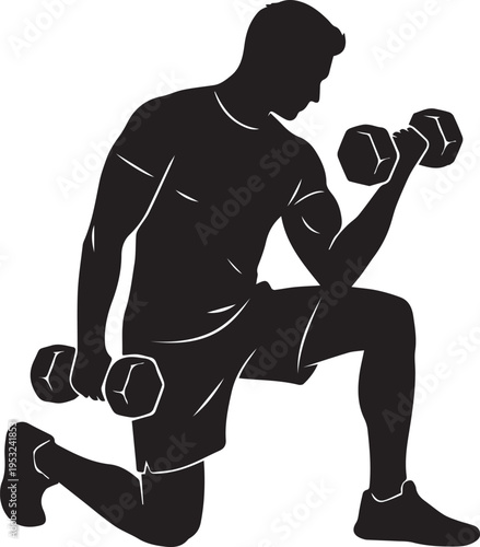 man lifting dumbbell during workout training