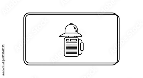 Vintage newspaper icon with police hat, retro journalism symbol