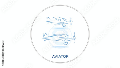 Two airplanes in flight, aviator logo, aviation concept, vector illustration