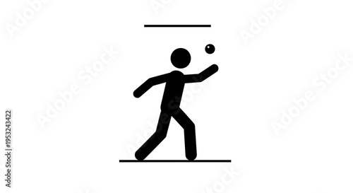 Stick figure playing with a ball, motion, action, sport, fun, game, exercise, activity