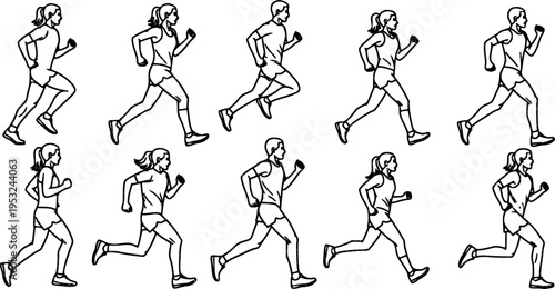 set of runners vector silhouettes