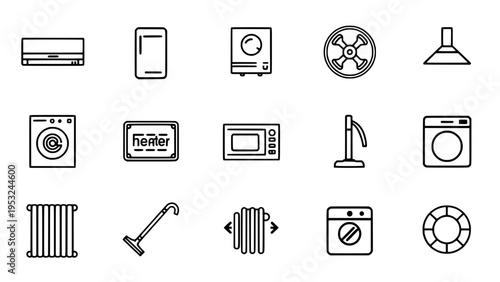 Heating and cooling appliance icons
