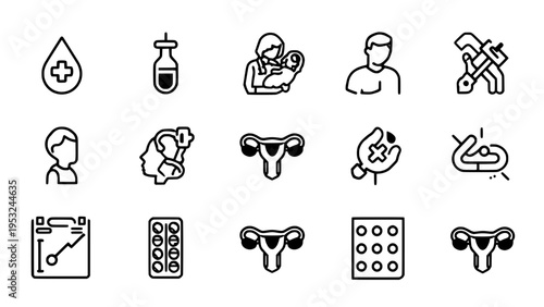 Reproductive health and medical icons