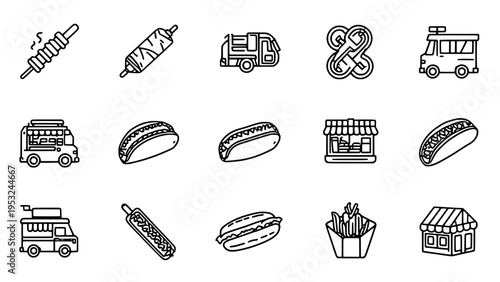 Food truck and street food icons